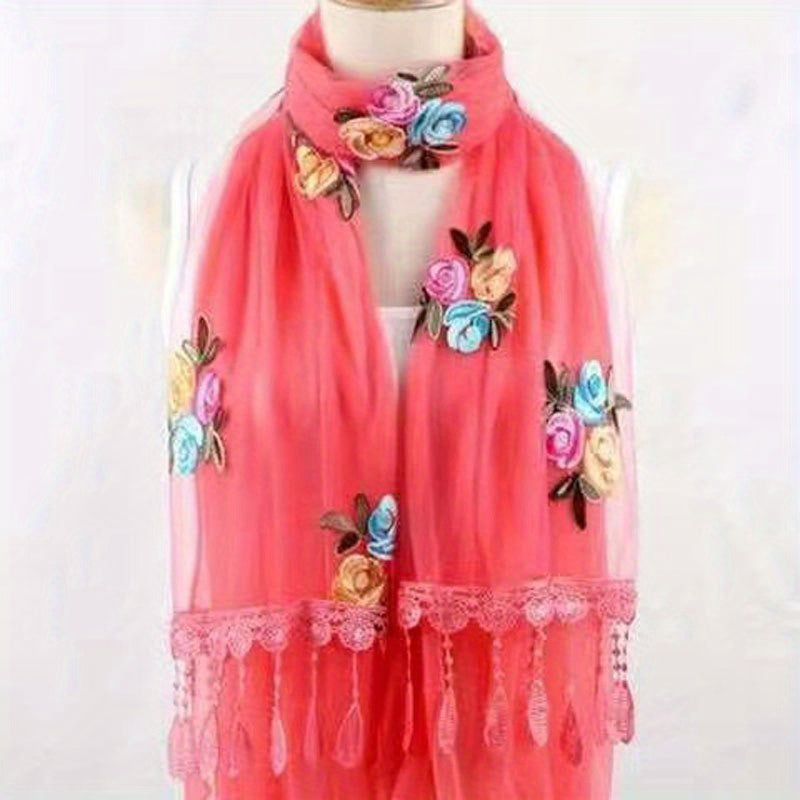 Flower Pattern Scarf Lace Shawl Wrap