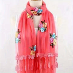 Flower Pattern Scarf Lace Shawl Wrap