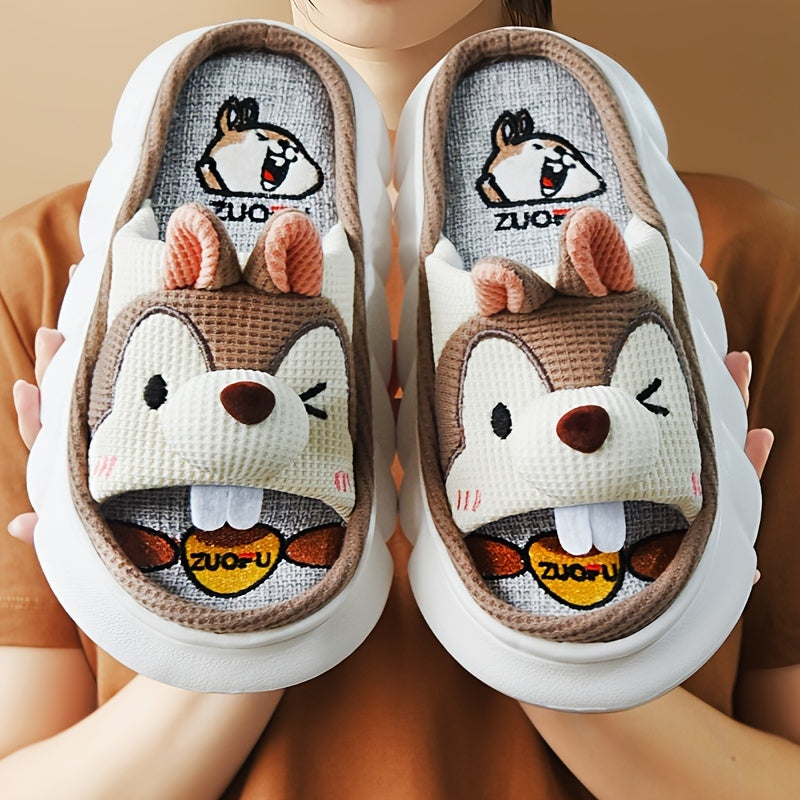 Women's Cartoon Slippers Thick Bottom Non-slip Home Slides