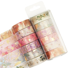 6-Piece Floral Bronzing Decoration Journal Tape Set