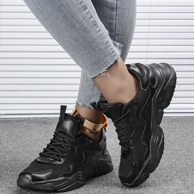 Women's Mesh Chunky Sneakers Breathable Non-slip Lace-up Running Shoes