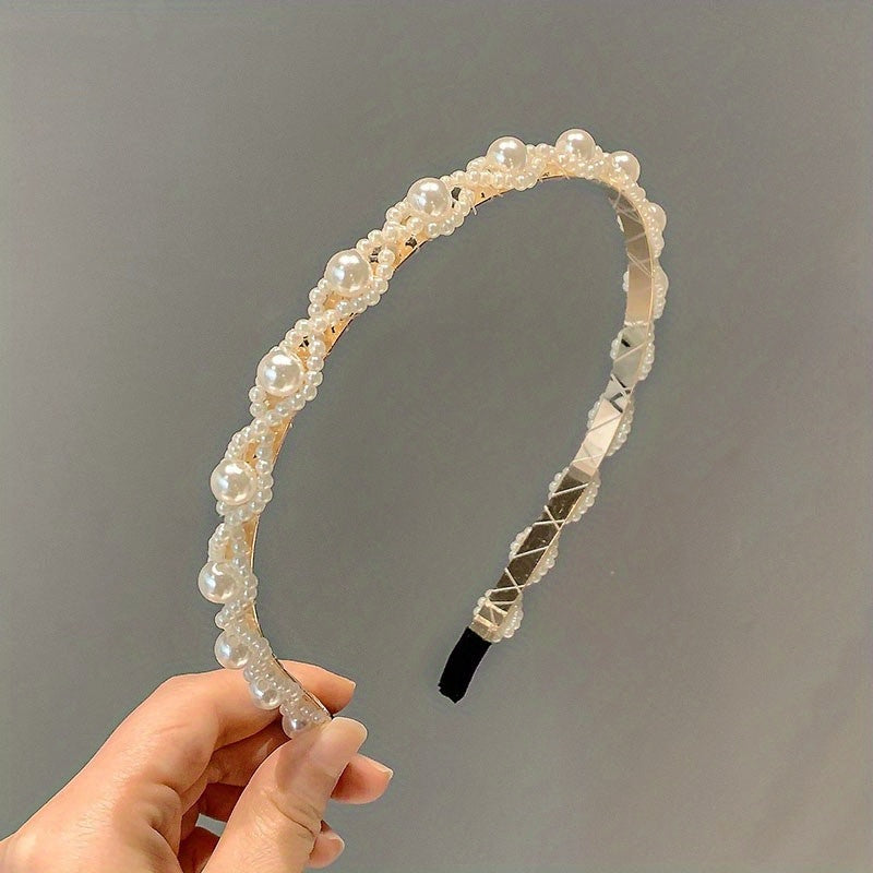 Faux Pearls Hair Hoop Princess Headwear Hair Accessories For Girls
