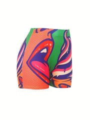 Ice Cream Print Skinny Shorts Yoga Casual Summer Shorts Women's Clothing