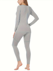 Women's Thermal Underwear Set Crew Neck Tops & Pants