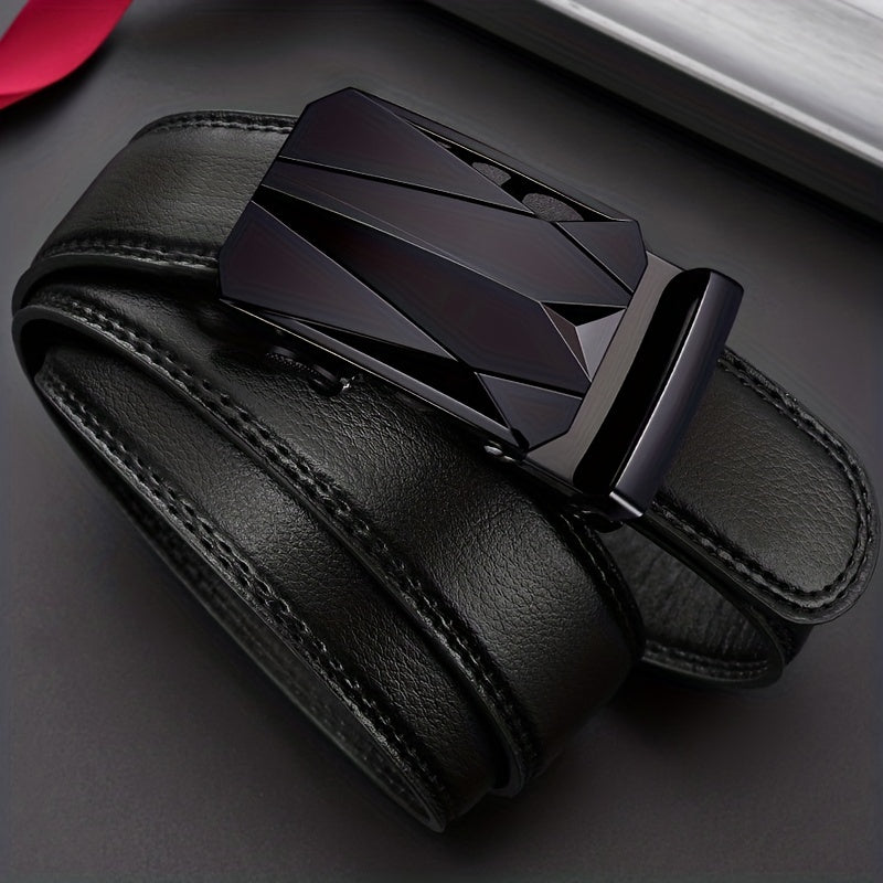 Men's PU Leather Belt Automatic Buckle Wedding Business Pants