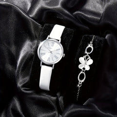 2pcs Student Number Roman Leather Watch Set