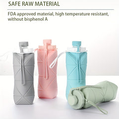 600ml Silicone Folding Water Cup Telescopic Bottle Outdoor Sports Travel Fitness