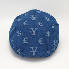 Denim Jacquard Currency Beret Hat Lightweight Cotton British Octagonal Hat
