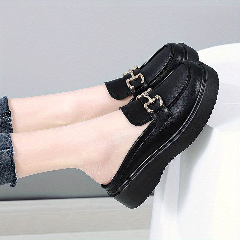 Women's Metal Decor Loafers Slip On Shoes