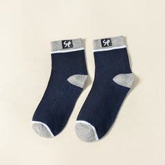 Men's Block Crew Socks Breathable Comfy Casual Unisex Socks