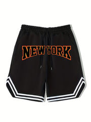 Men's Streetwear Shorts York Graphic Drawstring Stretchy Short Pants