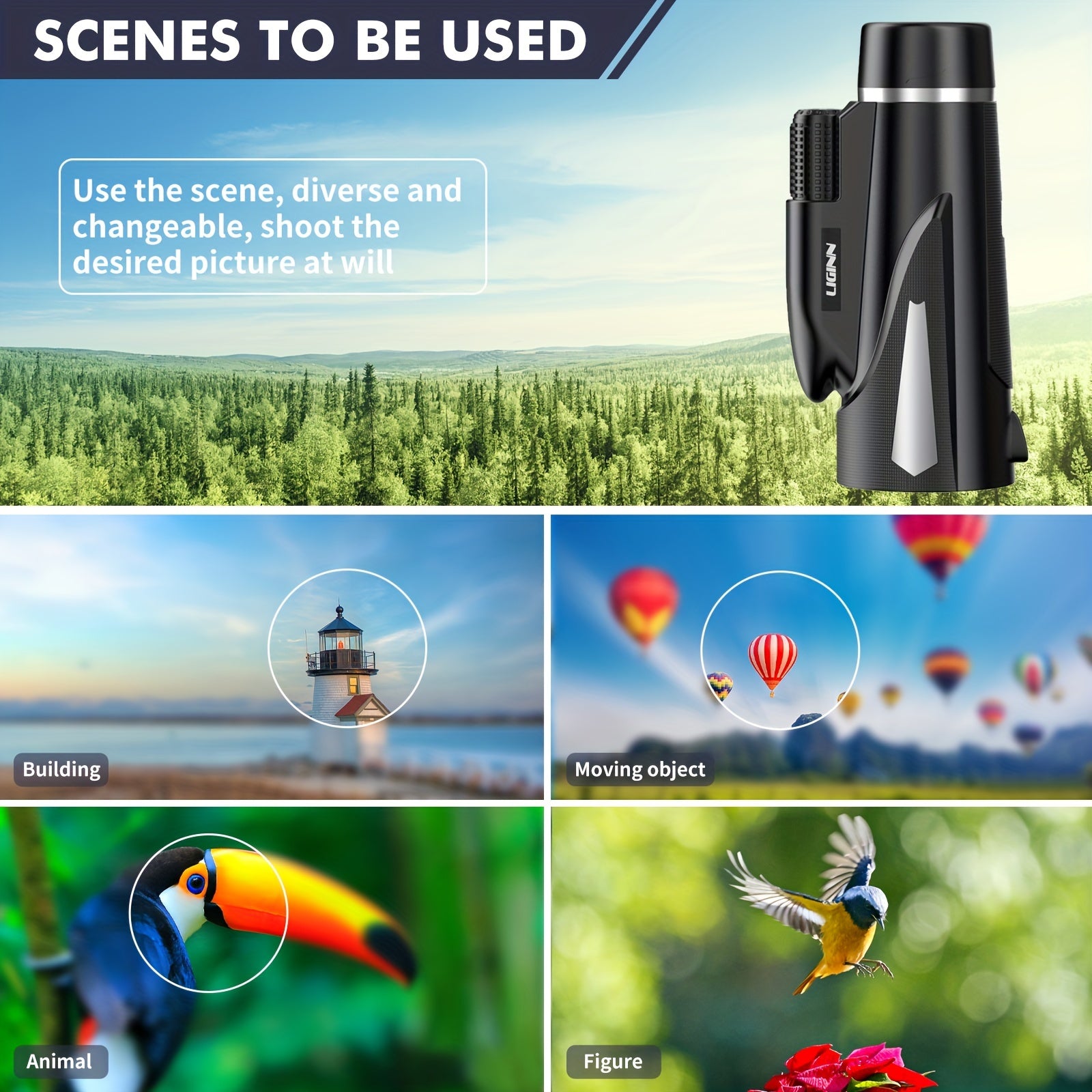 HD Waterproof Monocular BAK4 Prism Bird Watching Hiking Camping