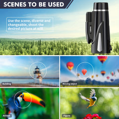 HD Waterproof Monocular BAK4 Prism Bird Watching Hiking Camping