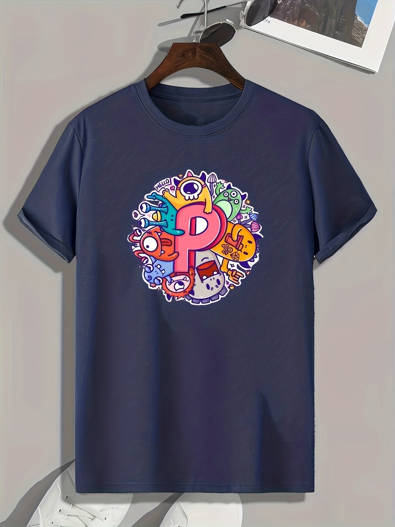 Cartoon Print Men's Graphic T-shirt Casual Comfy Tee