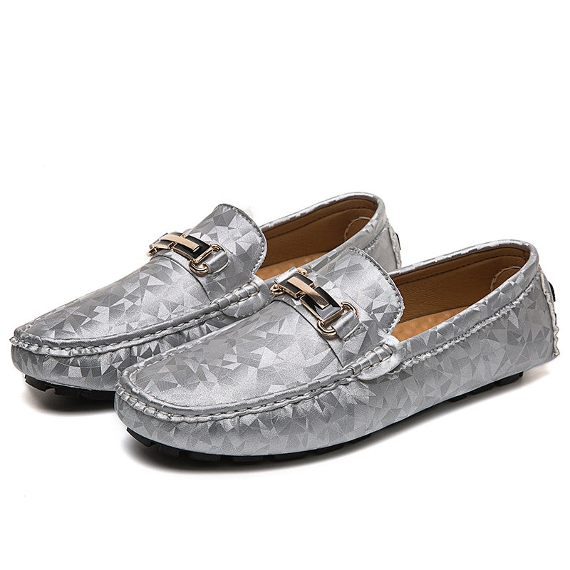Men's Metallic Decor Moccasin Loafers Non-slip Slip-On Shoes