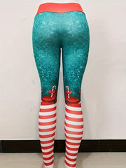 Christmas Print Fitness Yoga Pants Running Workout Sports Leggings
