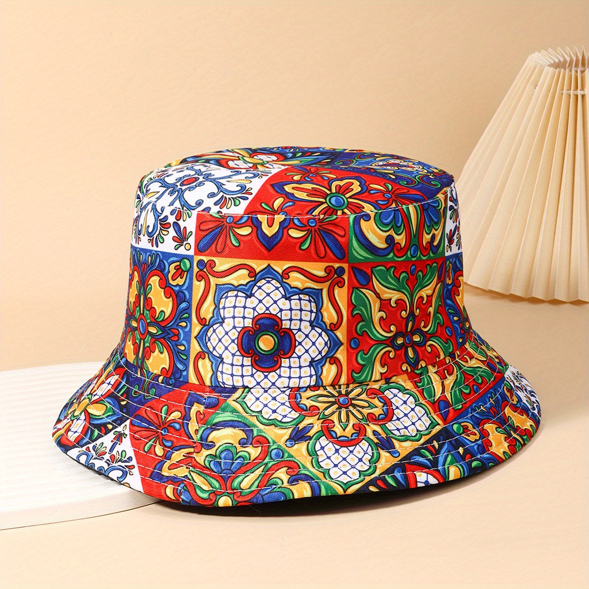Boho Sunflower Print Bucket Hat Vintage Y2K Basin Hat Classic Lightweight