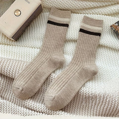 5 Pairs Colorblock Striped Socks Women's Stockings
