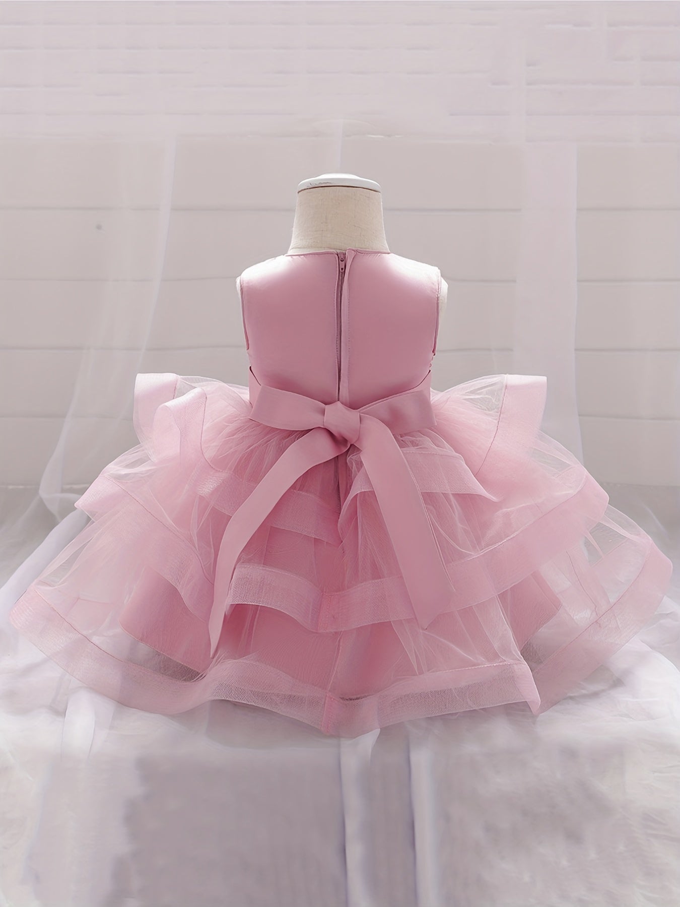 Mesh Puffy Dress Baby Christening Flower Girl Birthday Party Toddler Princess