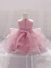Mesh Puffy Dress Baby Christening Flower Girl Birthday Party Toddler Princess