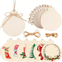 10pcs Round Wooden Ornaments Unfinished Holes Natural Wood Slices For Craft DIY