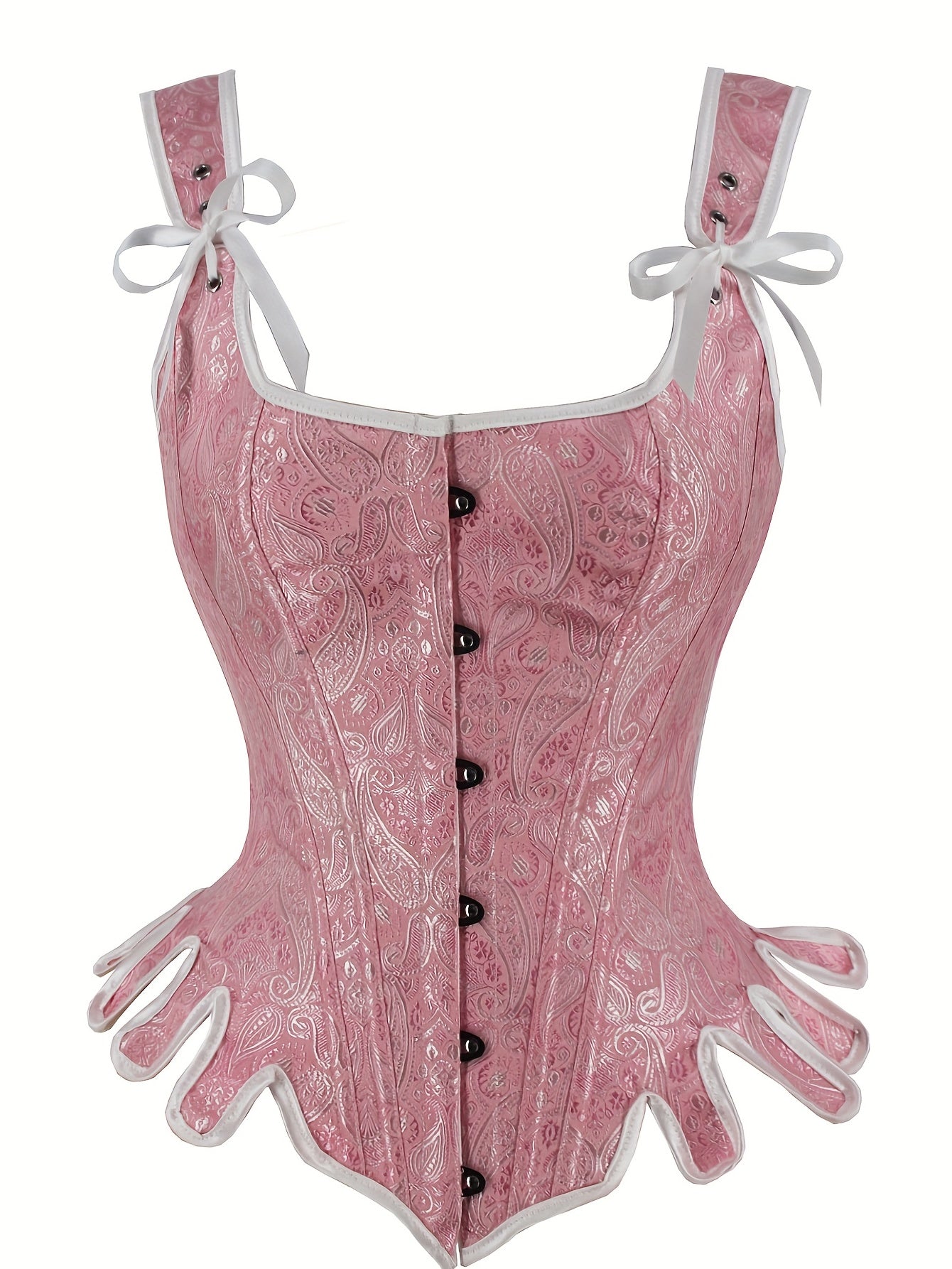 Jacquard Tank Corset Bustier Tummy Control Lace Up Sleeveless Body Shaper