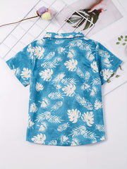 Boys Casual V neck Button Up Shirts for Summer
