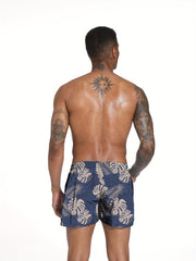 Quick Dry Men's Swim Trunks Beach Pool Leaf Pattern