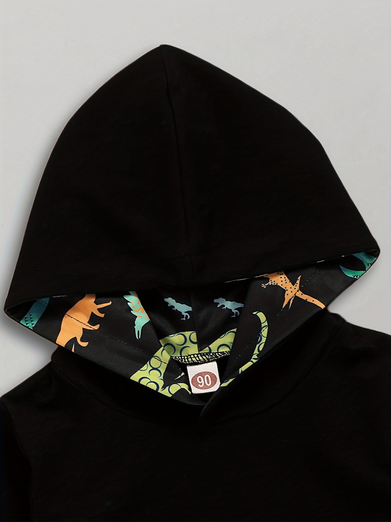 Boy's Dino Print Hoodie & Pants Set for Spring Fall