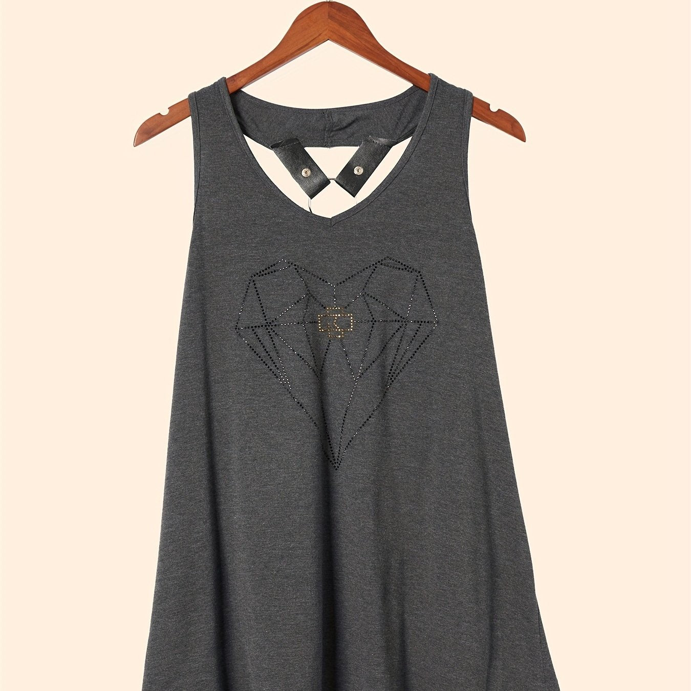 Diamond Pattern Tank Top Crew Neck Summer Sleeveless Top