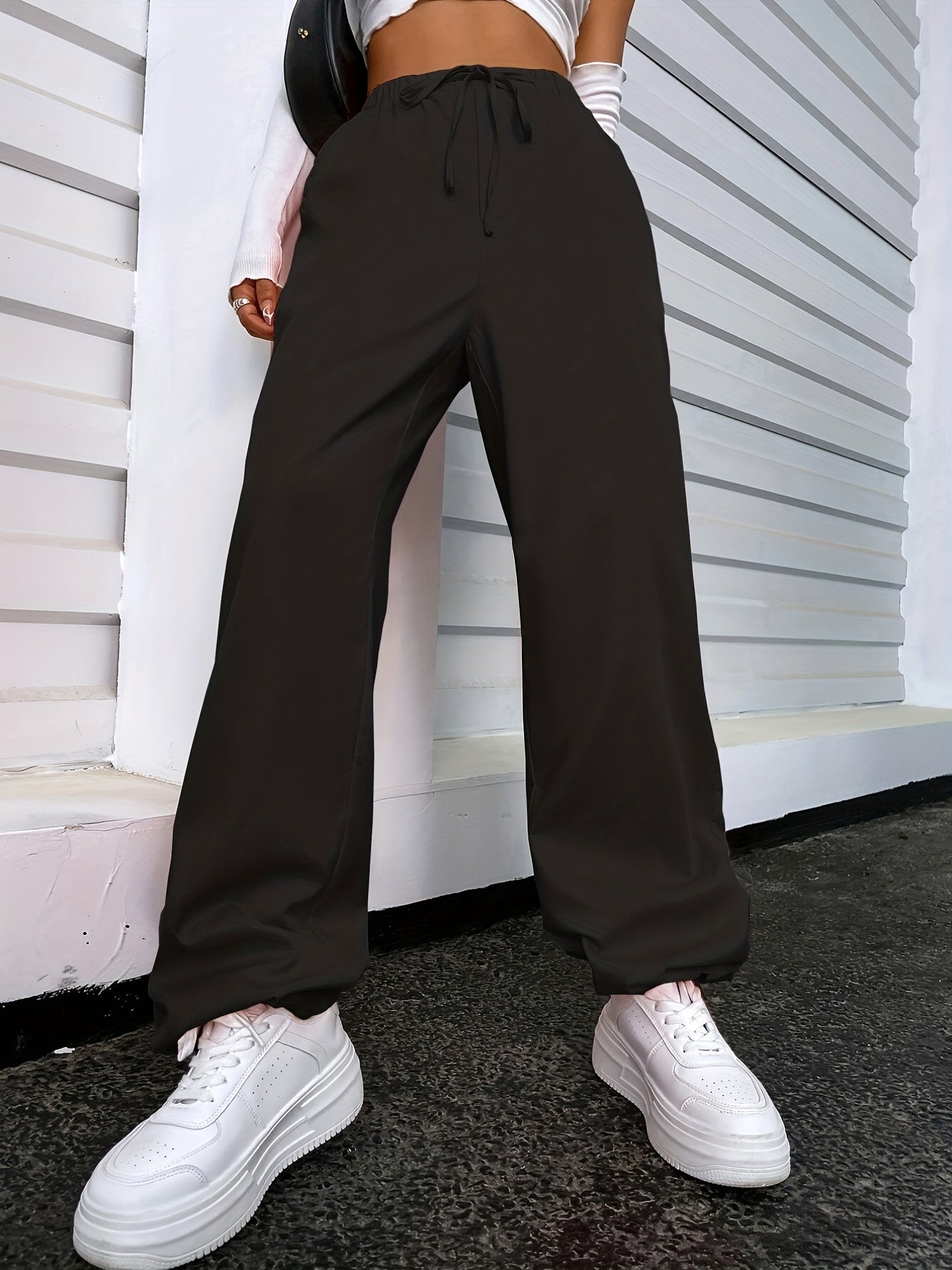 Drawstring Waist Straight Leg Pants for Women