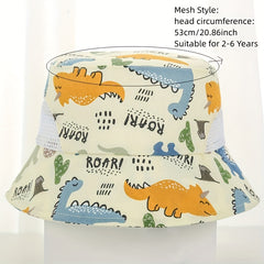 Baby Sunhat UPF 50 Beach Mesh Sun Hat Dinosaur Fish Print Bucket Hat