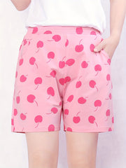 Girls Cherry Print Casual Summer Shorts Cotton Kids Beach Shorts