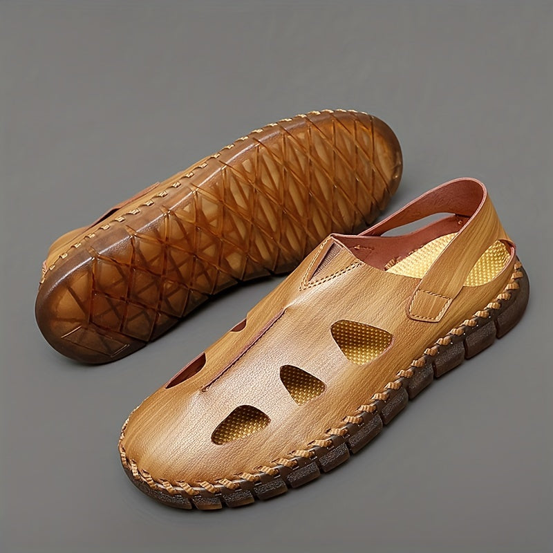 Men's Vintage Cut Out Slip On Sandals Breathable Outdoor Walking Shoes