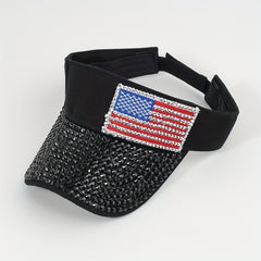 Rhinestone Visor Hat Flag Patch Sun Hat Baseball Cap