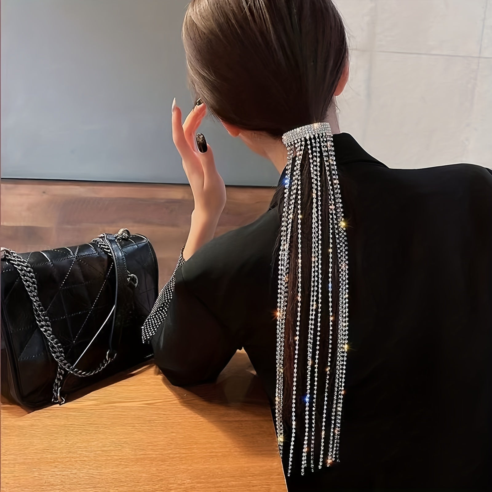 Rhinestone Tassel Hairpin Ponytail Clip Hair Accessories