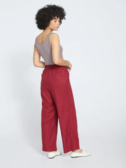 Elastic High Rise Wide Leg Trousers With Pockets