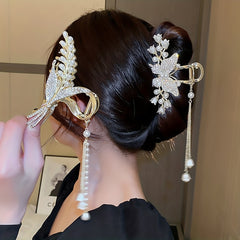 Metal Tassel Flower Rhinestone Hair Clip Girl's Hair Accessories