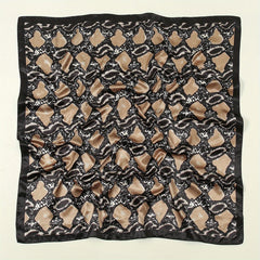 Snake Print Scarf Brown Square Satin Vintage Neckwear