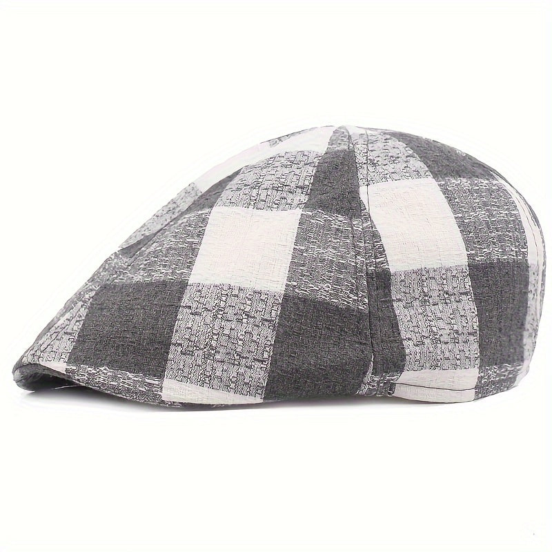 Plaid Newsboy Cap Beret Hat For Men