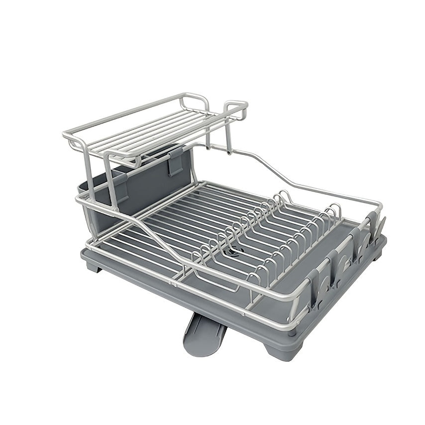 PVC Aluminum Dish Drying Rack with Utensil Holder