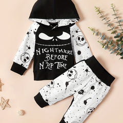 2pcs Baby Boy's Skull Ghost Halloween Costume Set