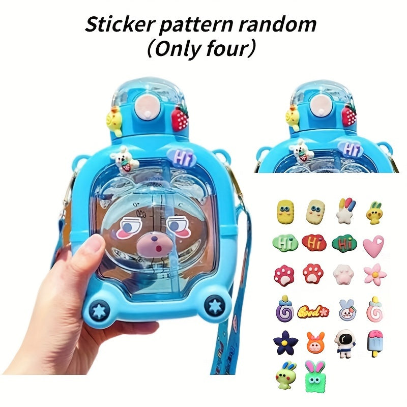 1000ml Cartoon Water Kettle Portable Double Drink Water Cup with 4 Random Stick