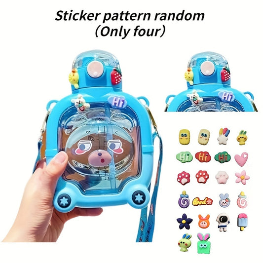 1000ml Cartoon Water Kettle Portable Double Drink Water Cup with 4 Random Stick