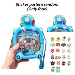 1000ml Cartoon Water Kettle Portable Double Drink Water Cup with 4 Random Stick
