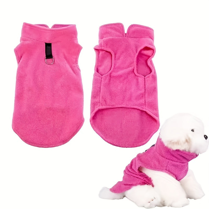 Winter Fleece Pet Dog Coat Jacket With D-ring Leash Attachment