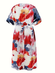 Tie Dye Floral Print Maxi Dress