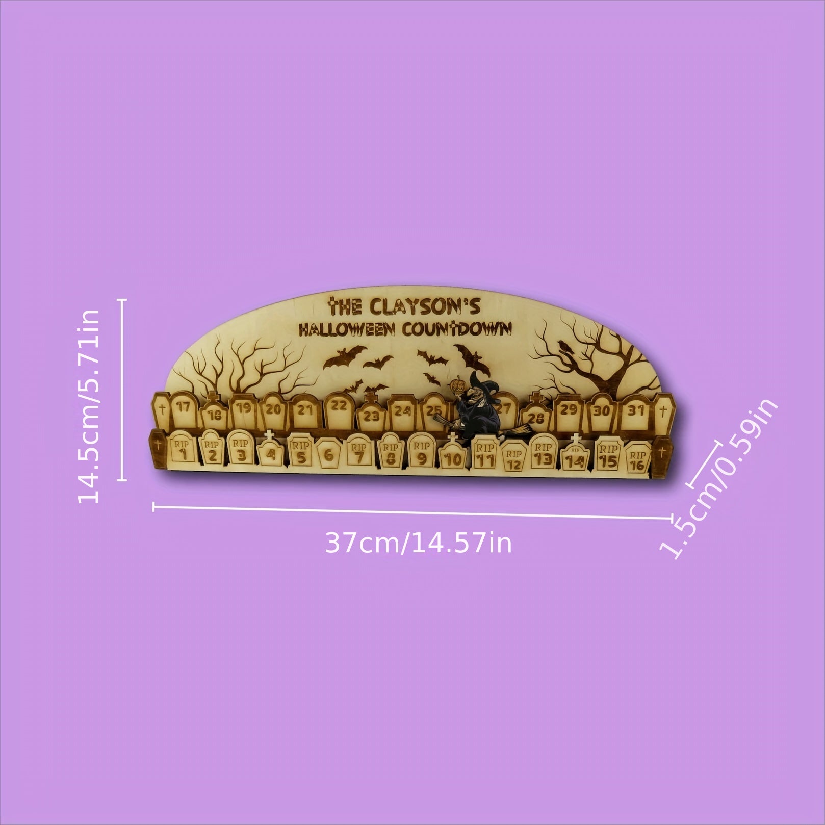 Wooden Halloween Advent Calendar Desktop Spooky Witch Decoration