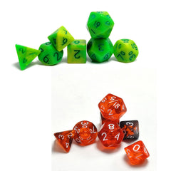 Mini Dice Set Light Green and Transparent Red Polyhedral Dice Set