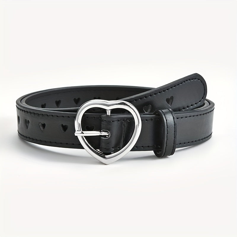 Love Heart Buckle PU Leather Belt